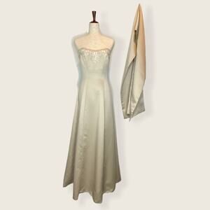 NWT | Mori Lee | Strapless Wedding Gown w/ Sash | Beige | Size 8